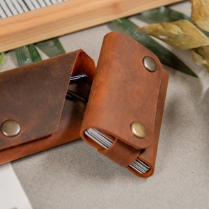 Sleek Minimalist Leather <b>Glasses</b> Holder Lightweight Travel Eyewear Sleeve Genuine Leather Factory Price LGC-0054 - Product Image 5