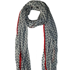 Dupatta de Poliéster Chifón Blanco con Estampado a Mano para Mujer, Ligera, Suave, Estilo Étnico Tradicional, Accesorio de Moda Elegante para Mujeres y Niñas - Product Image 1