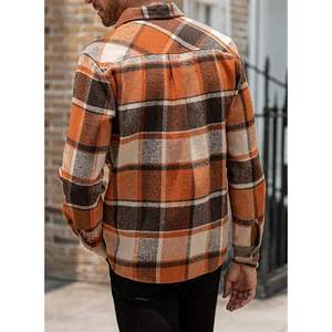 Chaqueta con Capucha de Franela Premium para Hombre, Mezcla de Algodón a Cuadros, Forro Polar Sherpa, Chaqueta de Invierno con Logotipo Personalizado, Cálida, Informal, para Exteriores - Product Image 4
