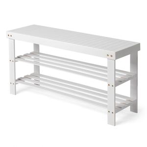 Scarpiera a 3 livelli in bambù con parte superiore senza giunture, organizer per scarpe in legno laccato, design smontabile salvaspazio per ingresso e soggiorno - Product Image 5