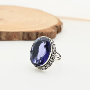 Amethyst Quartz <b>Statement</b> <b>Ring</b> Silver Filled – Faceted Oval Purple Crystal – Boho Jewelry Gift for Her - Product Image 2