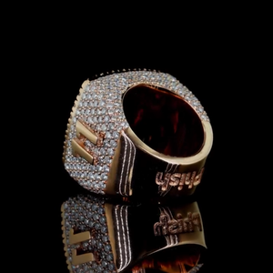 AMBER JEWELS Rose <b>Gold</b> Diamond <b>Cocktail</b> <b>Ring</b> Pave Setting Unisex Hip Hop Style Rhodium Plated IGI Certified Wedding Model P-303 - Product Image 3