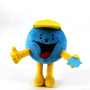 Peluche de mascota azul redondo personalizado, muñeco de mascota de agente inmobiliario, mascota de peluche inmobiliaria, juguete de peluche esférico azul alegre - Product Image 4