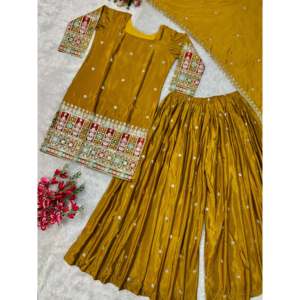 Conjunto de fiesta hermosa para mujer Top Plazzo Dupatta - Product Image 6