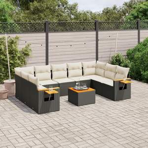 Conjunto de Sofás Modulares Grandes de Ratán PE Negro para Jardín, Muebles Modulares Elegantes para Exteriores - Product Image 1