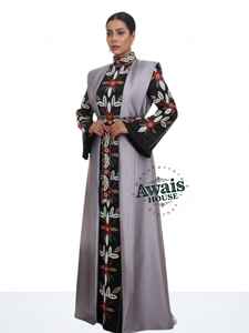 Kaftan musulman grande taille pour femmes AWAIS HOUSE, orné de perles, léger, long jusqu'au sol, col haut, manches longues, pour mariage et prière - Product Image 5