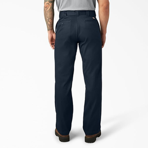 Pantalones Casuales de Corte Recto para Hombre, Color Azul Marino, Poliéster de Peso Medio, Antiarrugas, Cierre de Botón, Estilo Otoñal - Product Image 2