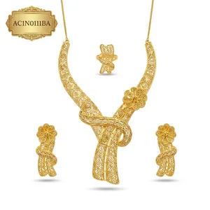 Collar con Colgante de Flores Chapado en Oro de 18K para Mujer Africana con Pendientes para Boda, Fiesta, Joyería de Lujo - Product Image 2