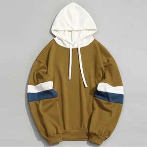 Custom <b>Men</b> <b>Pullover</b> Hoodie White Navy Contrast Hood Stripe Sleeve Color Block Fleece Oversized Streetwear Hoodies Sweatshirt - Product Image 5