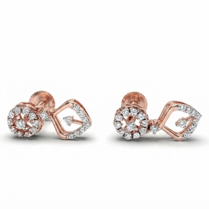 Round Lab Grown & Natural Diamond <b>Earrings</b> in 9K Rose Gold | 0.37 CT Women's <b>Fine</b> Jewelry - Product Image 4