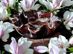 Bol décoratif fait main en résine époxy, design géode, bronze noir moyen et cuivre - Product Image 3