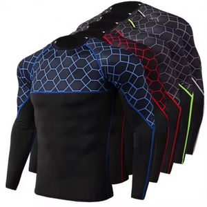 Sublimation Print <b>Men's</b> Long Sleeve <b>Compression</b> Rash Guard Quick Dry Sport Waterproof Spandex Polyester Workout <b>Shirts</b> For <b>Men</b> - Product Image 2