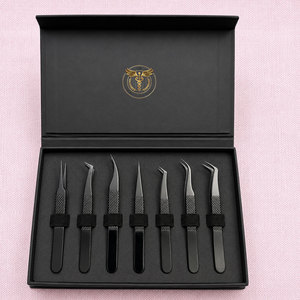 Juego Profesional de 7 Pinzas para Extensión de Pestañas de Acero Inoxidable, Kit de Pinzas de Precisión para Pestañas, Elija Su Color, Logotipo Personalizado OEM - Product Image 2