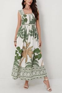 Women <b>Summer</b> <b>Boho</b> Maxi <b>Dress</b> Casual Hawaiian Sleeveless Square Neck Beach Vacation <b>Dresses</b> - Product Image 5
