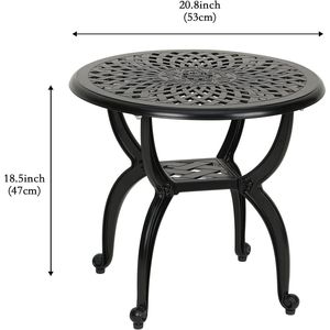 Tavolino Bistrot Rotondo in Alluminio Pressofuso Nero Antiruggine per Esterni/Interni, Giardino, Portico, Balcone - Product Image 3