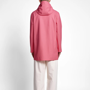 Manteau de pluie long rose à capuche pour homme, imperméable, boutonné, coupe classique, veste d'extérieur, couleur unie, en polyester - Product Image 6