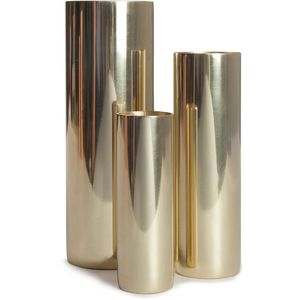luxury Stainless Tabletop Vases Set of Three Cylindrical Gold Finish Decorative Metal Vases for Home Interior Design - Product Image 1