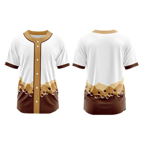 Camiseta de Béisbol Geométrica Blanca y Roja para Hombre, Manga Corta, Cierre de Botones, Transpirable, Poliéster, Todas las Temporadas, Corte Regular - Product Image 3