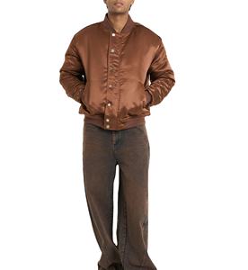 Chaqueta universitaria de satén de invierno personalizada de estilo callejero de talla grande, decoración de diseño transpirable, chaqueta universitaria de satén con letras bordadas - Product Image 3