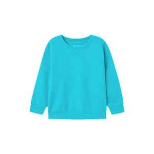 Sudadera de cuello redondo de forro polar cian liso de manga larga para niños pequeños, jersey informal de algodón, ropa de invierno para niños, top básico unisex - Product Image 1
