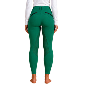 Leggings d'équitation vert émeraude pour femmes, taille haute, pantalon d'équitation extensible avec grip en silicone et poches intégrées - Product Image 2