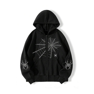 Novedad 2026: Sudadera con capucha y cremallera para hombre, personalizada, de algodón grueso suave mezclado, con pedrería, manga regular, para invierno. - Product Image 1