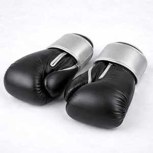 HOT Selling OEM High Quality Black and <b>silver</b> Custom Cowhide Leather Boxing <b>Gloves</b> HOMIZON ENTERPRISES Protective Wholesale - Product Image 2