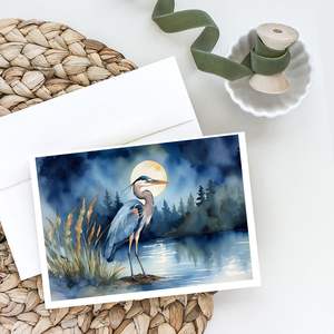 Blue Heron Under the Moonlight A7 Tarjetas de felicitación Paquete de 8 tarjetas de nota en blanco con sobres Tamaño caprichoso 5x7 - Product Image 2