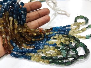 Perles d'apatite multicolores naturelles, forme coussin, 10 mm, lisses, 8 pouces de long - Product Image 3