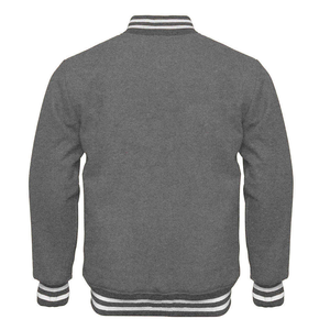 <b>Men's</b> Gray Varsity <b>Jacket</b> Stand Collar <b>White</b> Stripes Windproof Breathable Winter Shell Zipper Nonwoven Fabric Cotton Front - Product Image 6