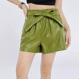 Pantalones Cortos de Cuero para Mujer, Estilo Casual 2026, de Secado Rápido, Antiarrugas, con Patrón Sólido, en Oferta a Bajo Precio - Product Image 1