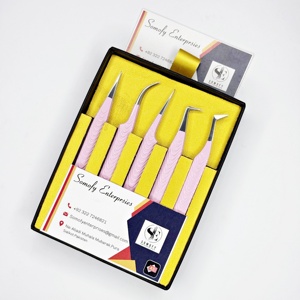 New <b>Pink</b> Stainless Steel Eyelash Tweezers Set Volume Isolation Lash Extension <b>Tool</b> with Sustainable Fiber Tip <b>Box</b> Packing - Product Image 5