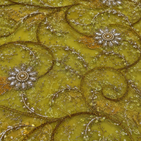 Tissu en dentelle filet de luxe nigérian, style ethnique classique, broderie informatique, antistatique, perles tubulaires en pierre, motif floral