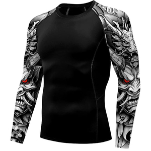 Wholesale Men <b>Compression</b> <b>Shirt</b> Long Sleeve Rash Guard Graphic Print UV Protection OEM Factory Price - Product Image 3