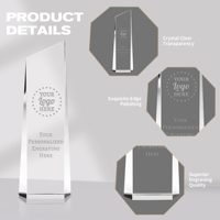 Trophées en cristal classiques personnalisés DIAOCAI avec plaque de base noire, cadeau d'affaires gravé au laser