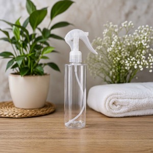 Wholesale Supply <b>Clear</b> PET Plastic Cylinder Bottle with Spray Pump Lightweight Container for Cosmetic and Liquid Products for Sa - Product Image 1