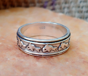 Fish <b>Spinner</b> <b>Ring</b> Ocean Fidget <b>Ring</b> Handmade Anxiety Relief <b>Ring</b> Marine Life Jewelry Boho Statement <b>Spinner</b> <b>Ring</b> - Product Image 5