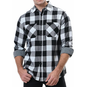 Men's Cropped <b>Flannel</b> Shirt Trendy Long Sleeve Lightweight Casual Button up Fashion Street Style 100% Cotton Soft - Product Image 5