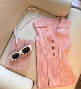 Nouveau débardeur côtelé sans manches en coton tricoté à la main pour femme, coupe ajustée, doux pour la peau, style coréen, idéal pour les trajets quotidiens - Product Image 6