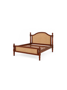 Lit Murphy moderne en acajou massif avec détails sculptés à la main et panneaux en rotin, taille Queen, meubles de chambre écologiques et durables - Product Image 2