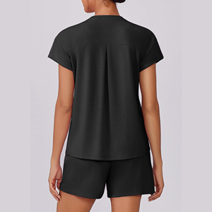 High Quality Women's <b>Sets</b> Short Sleeve Loose Solid Color New Fashion Casual Look Street Wear 2 Piece <b>Set</b> Short <b>Set</b> For Women's - Product Image 2