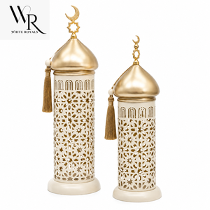 Luxury Silver Metal Minaret Ornament Set for Ramadan Decoration Islamic Home Decor <b>Eid</b> Mubarak <b>Gift</b> Mosque Figurine Minaret - Product Image 2