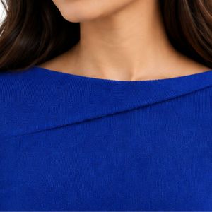 Suéter de Punto Azul Rey Brillante para Mujer, con Detalle de Botones Dorados en el Hombro, Manga Larga, Elegante, Informal, para Otoño e Invierno - Product Image 5