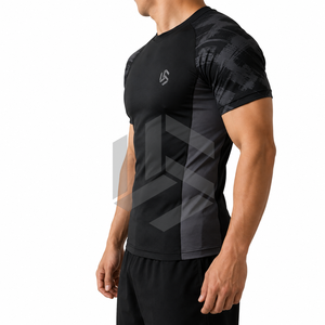 Camiseta de Compresión de Manga Corta de Neopreno Personalizada para Hombre |   Camiseta Deportiva Transpirable de Secado Rápido para Gimnasio |   Deportes de Entrenamiento de MMA y BJJ - Product Image 4