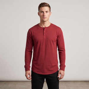 Men's <b>Short</b> <b>Sleeve</b> <b>Henley</b> T-Shirt Yellow 100% Cotton Knitted Loose Fit Oversized Summer Anti-UV Breathable - Product Image 6