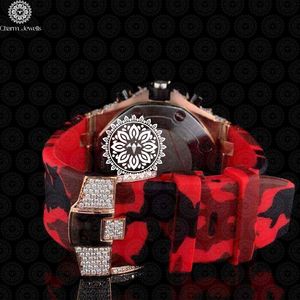 Charm Jewells Luxury Stainless Steel Men's Watch 40mm Analog Mechanical Chronograph Auto <b>Date</b> 10 Bar Water Resistant <b>Red</b> - Product Image 3