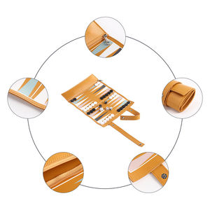Travel Roll Leather <b>Backgammon</b> <b>Board</b> Game Set-Foldable Durable Eco-Friendly Portable Outdoor Party Games High Quality - Product Image 5