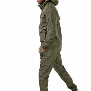 Conjunto Deportivo Unisex Verde Oliva con Capucha, Manga Larga, Color Sólido, Resistente al Viento, Informal, para Correr, Invierno, Peso Medio, 100% Algodón - Product Image 1