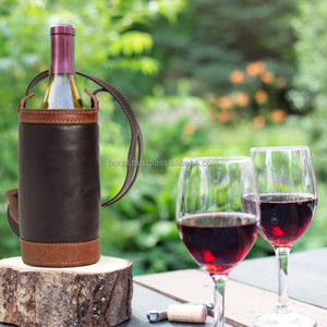 Sac à vin en cuir fait main en cuir fourre-tout à vin avec bandoulière LEB-0027 - Product Image 6
