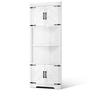 Mobile dispensa da cucina indipendente a 6 ripiani in stile rustico con 4 ante in legno e ripiani regolabili alti 68 pollici - Product Image 1
